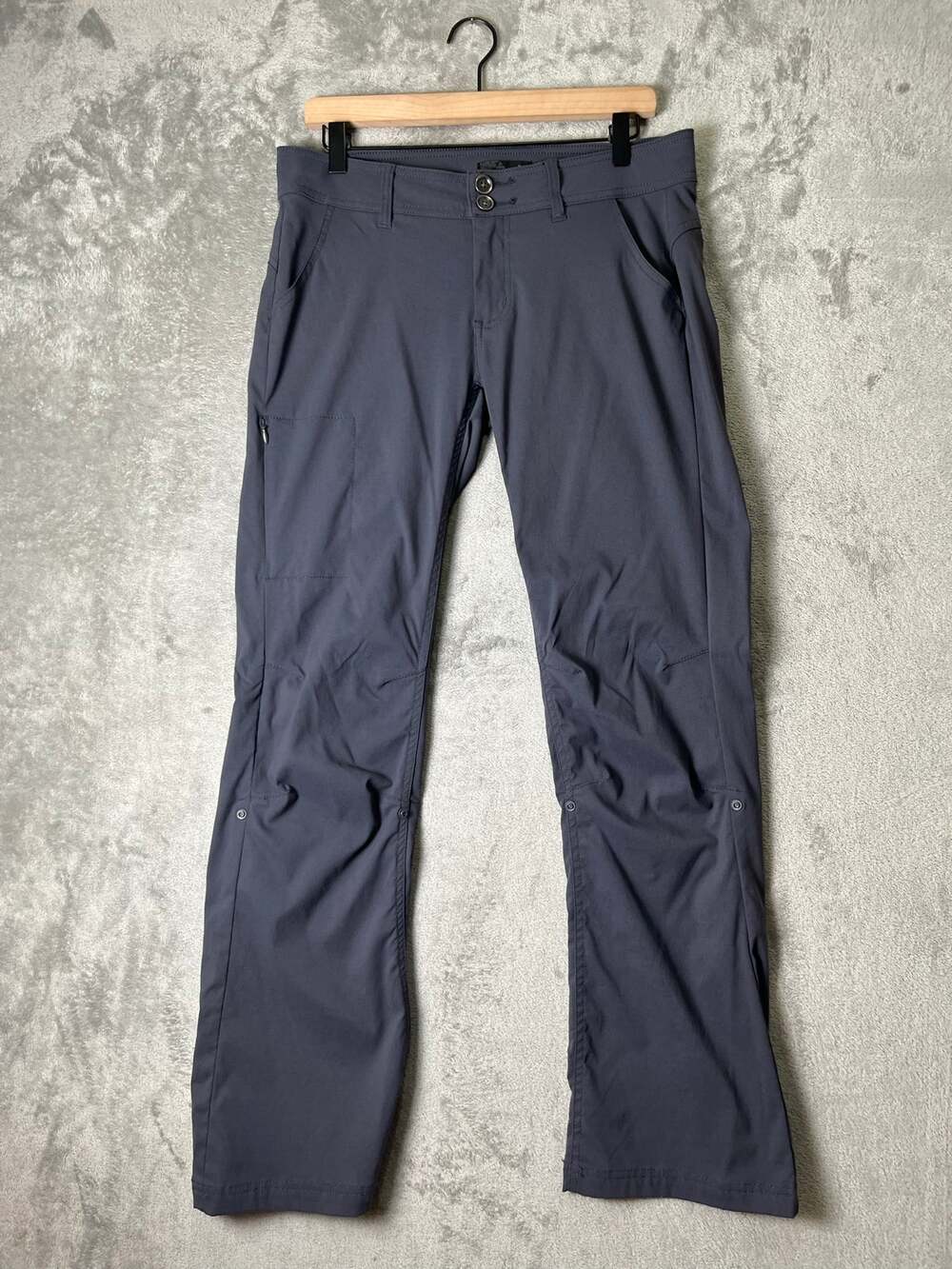 prAna Halle Stretch Zion Hiking Pants Grey Roll Up Utility Straight Leg Size 8